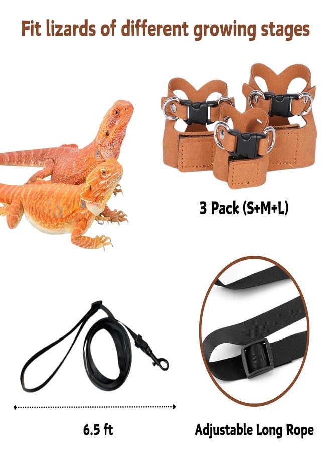 FORZENA Soft Leath Harness and Leash Set for Bearded Dragon S M L 3 Size Adjustable Lizard Harness Vest Traction Rope Training Walking for Small Animal Reptile Squirrel Rat (Brown) - Image 3